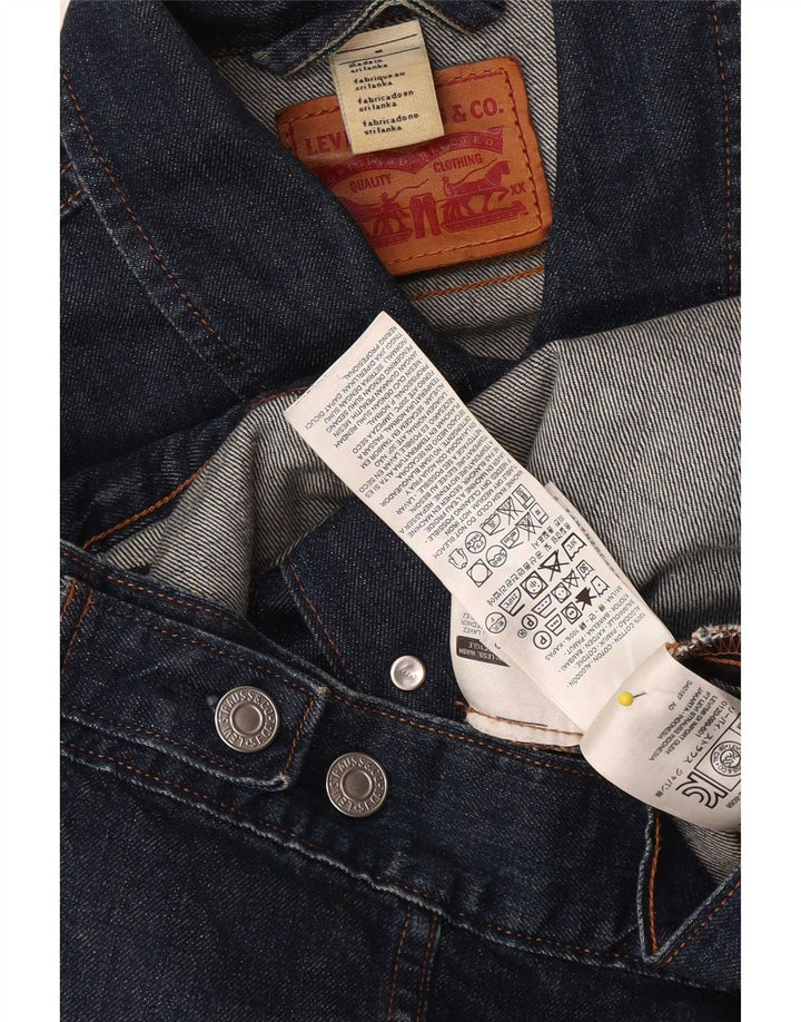 Levi's Veste en Jean Crop Femme UK 12 Bleu Marine Moyen Coton