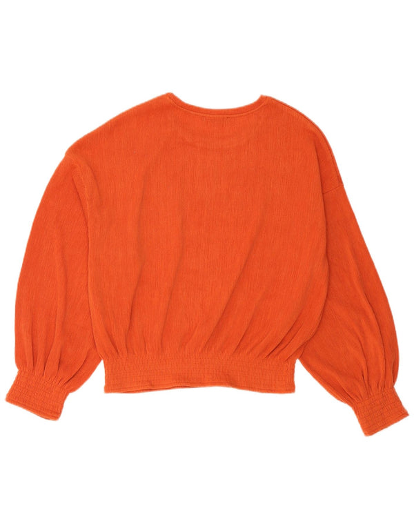 Zara Femme Chemisier Oversize Top UK 10 Petit Orange Polyester