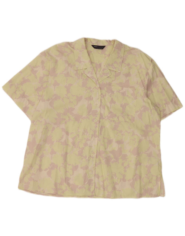 Marks & Spencer Chemise à manches courtes pour femme UK 18 XL Coton floral jaune