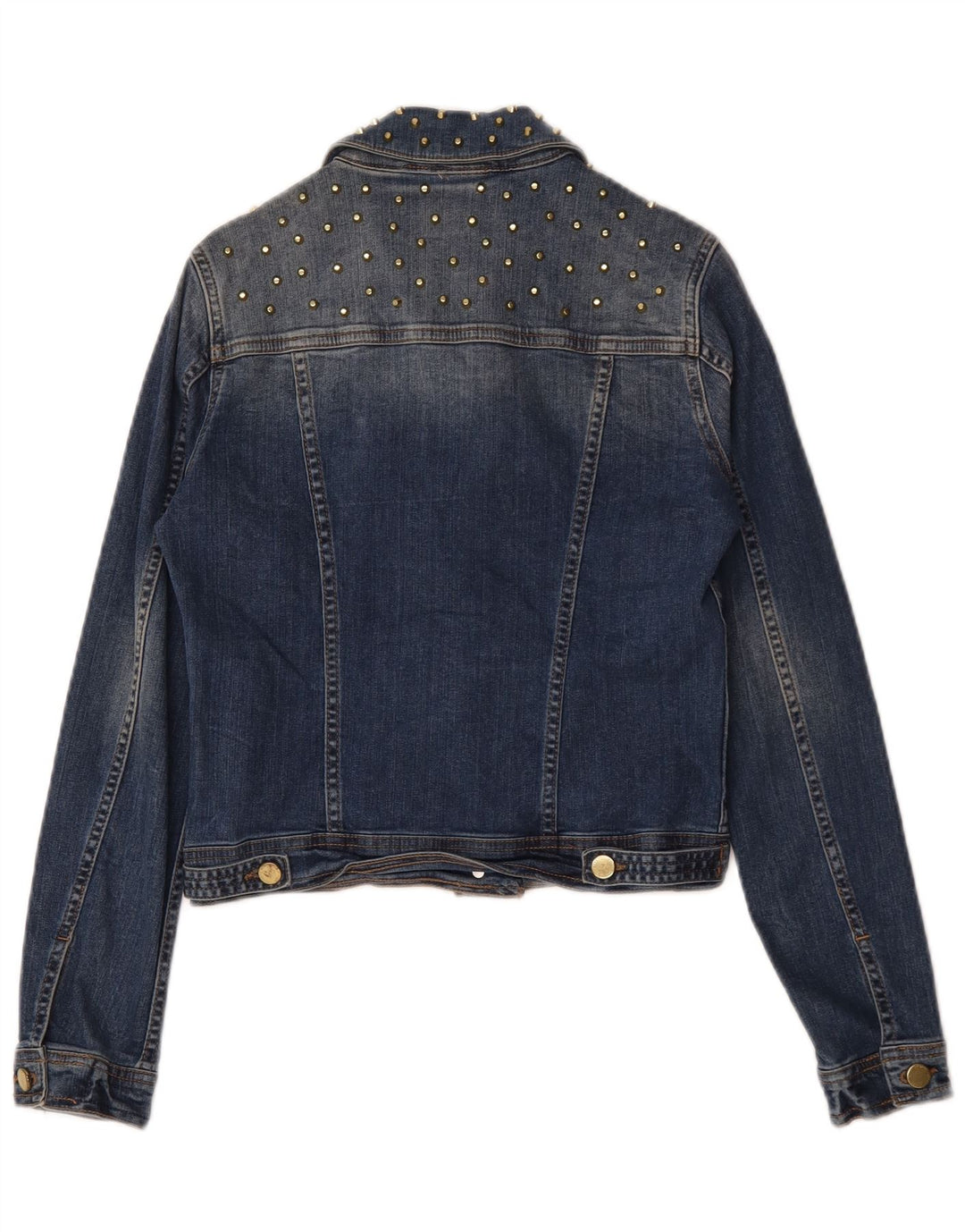 Zara Womens Crop Denim Jacket UK 10 Petit Bleu Coton