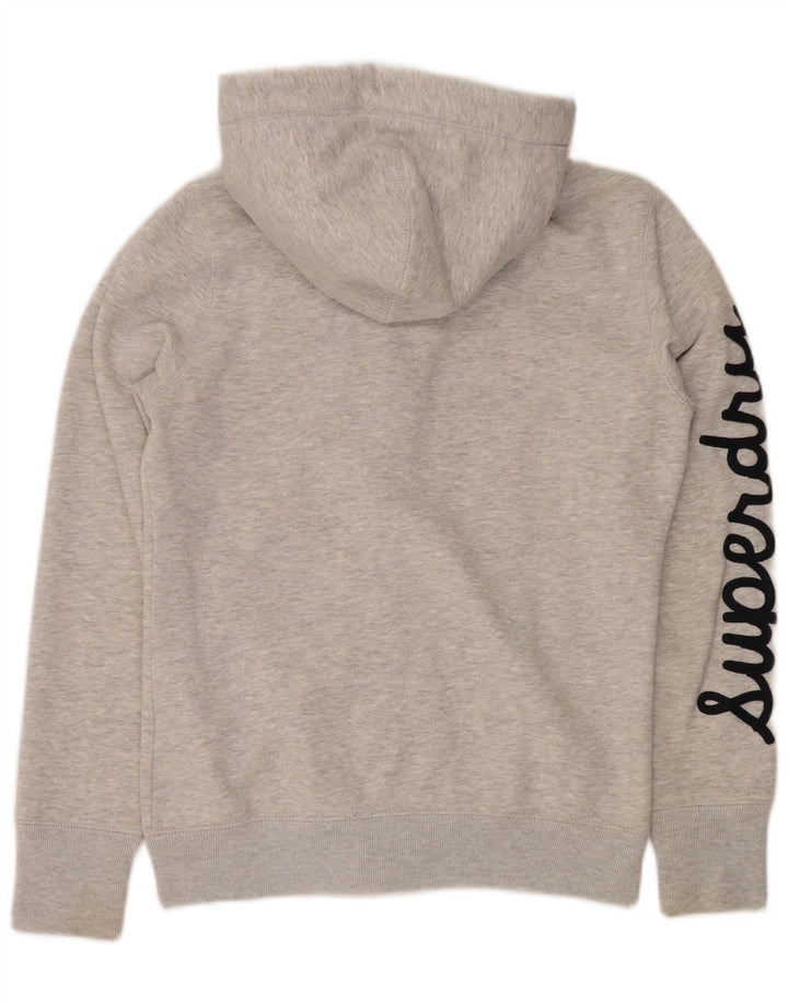SUPERDRY Pull à capuche zippé graphique pour homme en coton moucheté petit gris