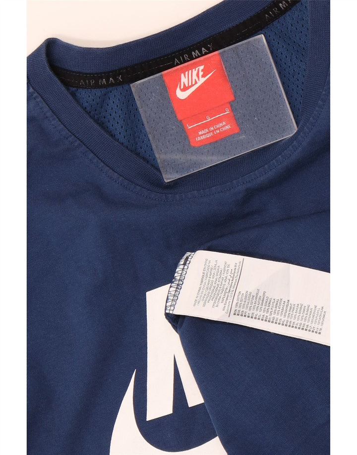 NIKE T-shirt graphique pour hommes, grand, bleu, coton