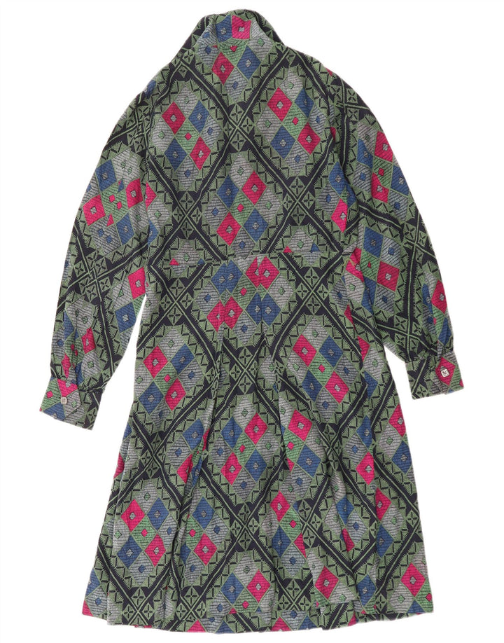vintage Femme Robe A-Line UK 12 Moyen Multicolore Géométrique