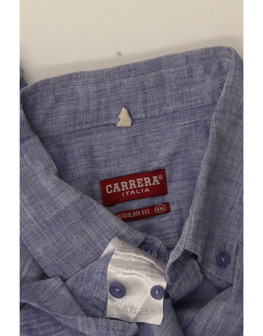 Carrera Chemise à manches courtes pour homme Coupe régulière 2XL Bleu Coton
