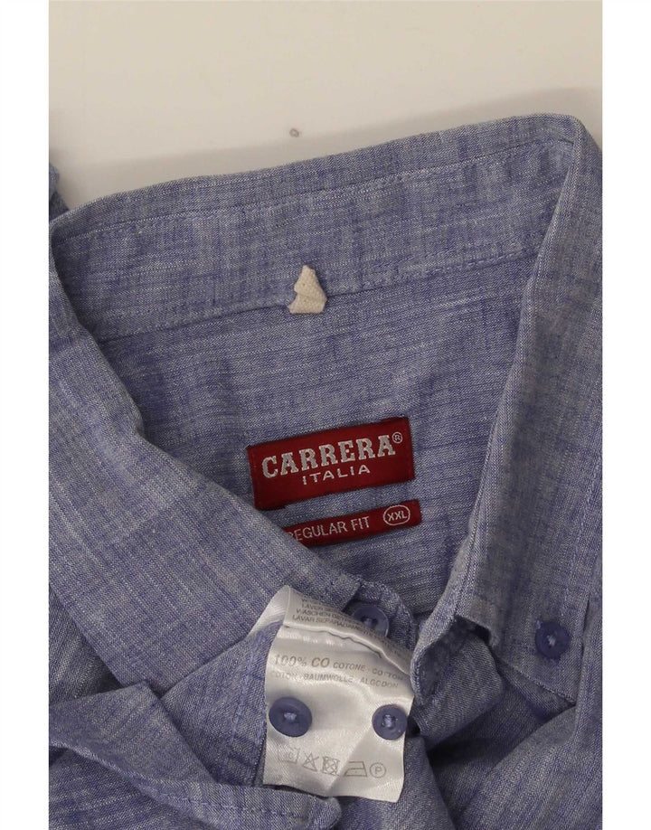 Carrera Chemise à manches courtes pour homme Coupe régulière 2XL Bleu Coton