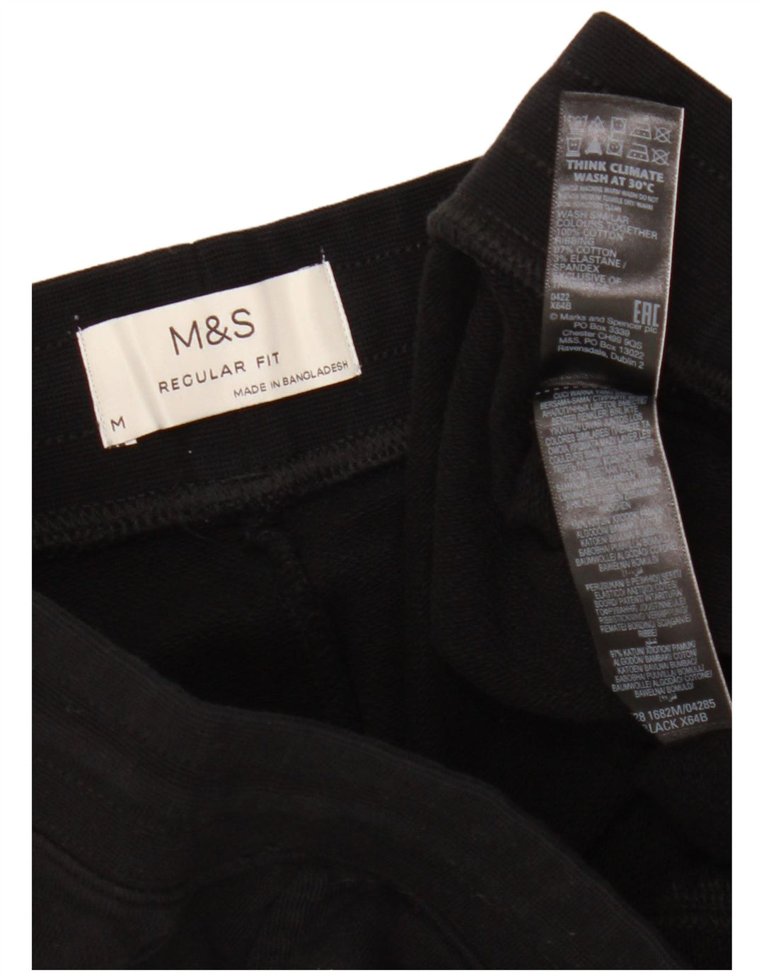 MARKS & SPENCER Short de Sport Regular Fit Homme Coton Noir Moyen