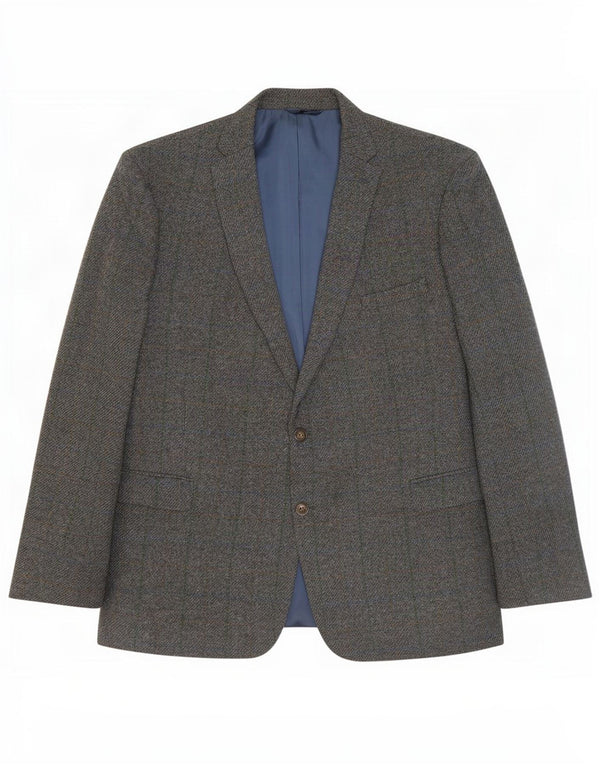 Harris Tweed Veste blazer à 2 boutons pour homme IT 52 XL en laine à carreaux gris