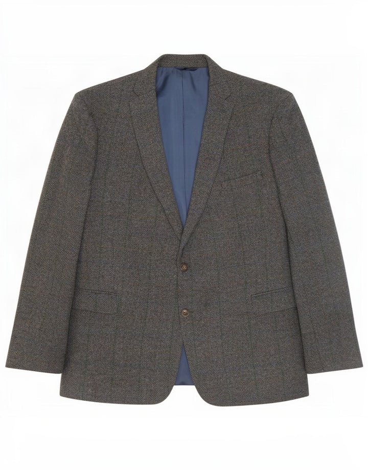 Harris Tweed Veste blazer à 2 boutons pour homme IT 52 XL en laine à carreaux gris