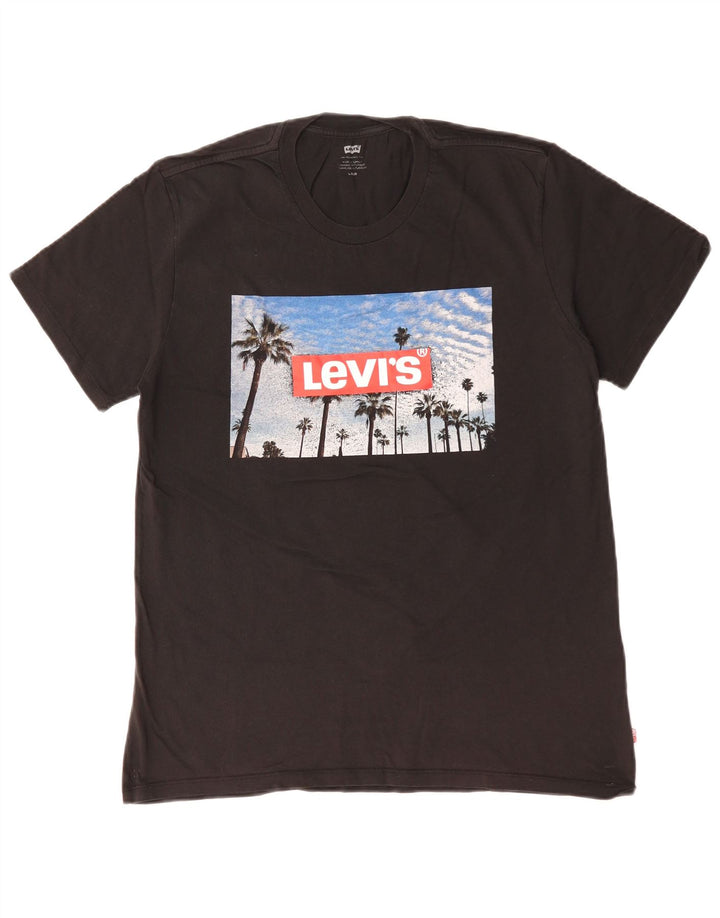 Levi's T-Shirt Graphique Homme Noir Large Coton