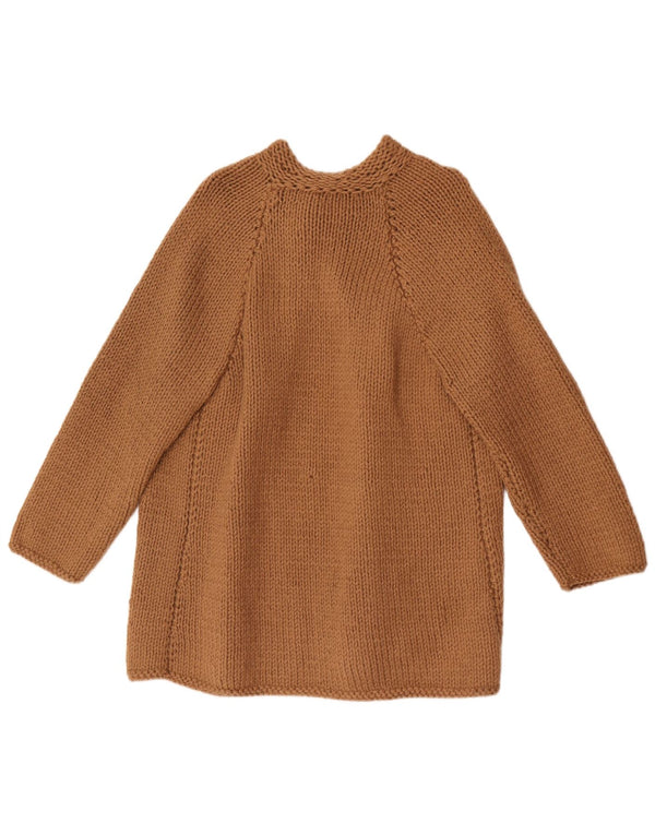 Vintage Womens Longline 3/4 Sleeve Cardigan Sweater UK 14 Medium Brown