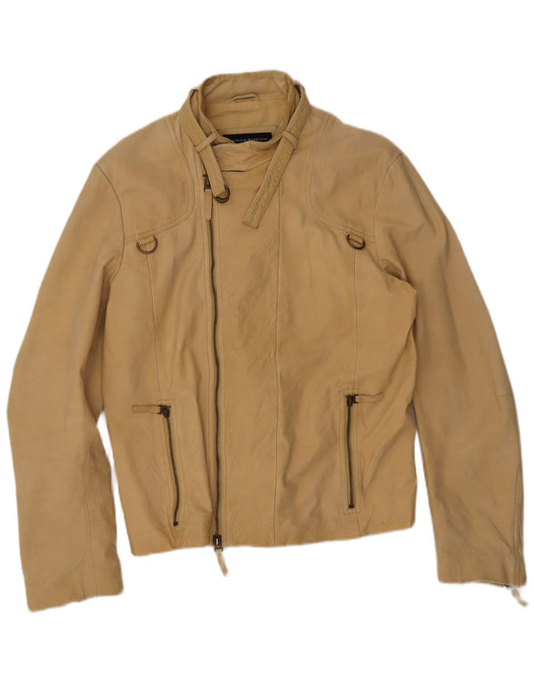 Massimo Rebecchi Veste de motard en cuir pour homme IT 54 2XL Cuir beige
