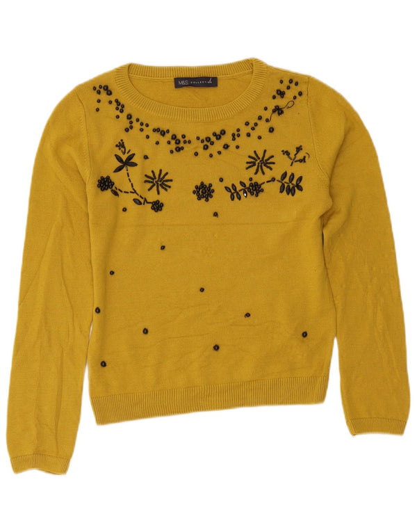 Marks & Spencer Pull court à col bateau pour femme UK 8 Small Jaune