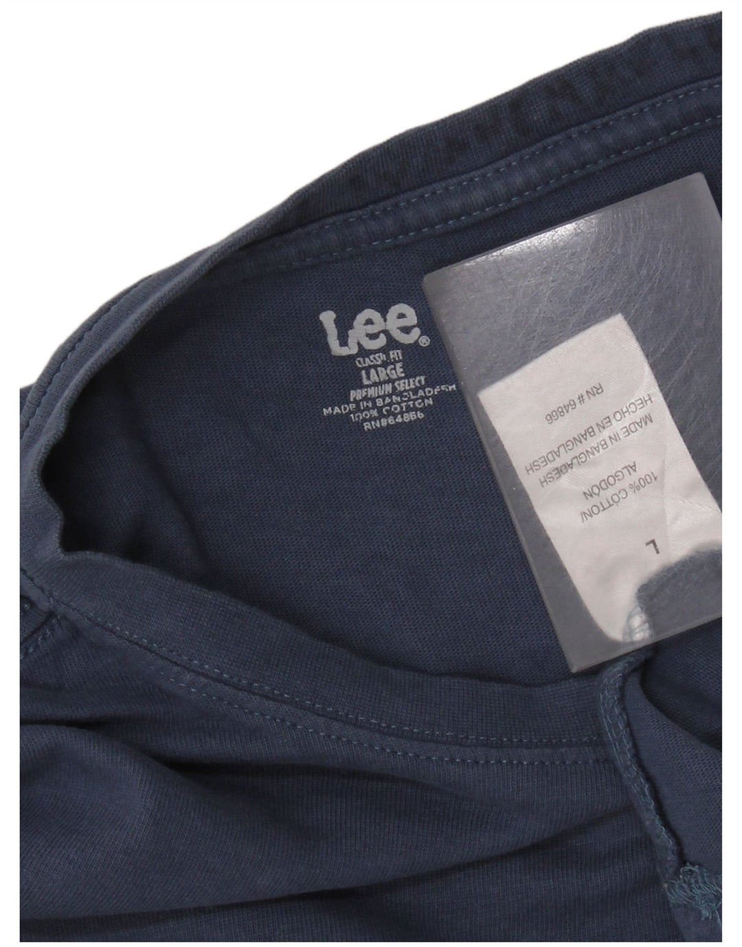 Lee Womens Classic Fit Top Manches Longues UK 16 Large Bleu Marine Coton