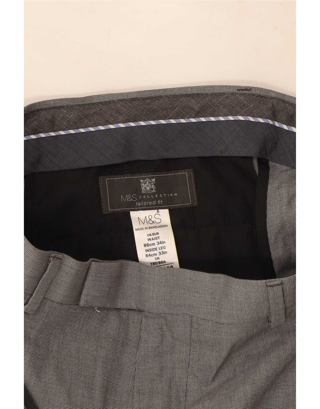 Marks & Spencer Pantalon décontracté coupe ajustée pour homme W34 L33 Gris Polyester