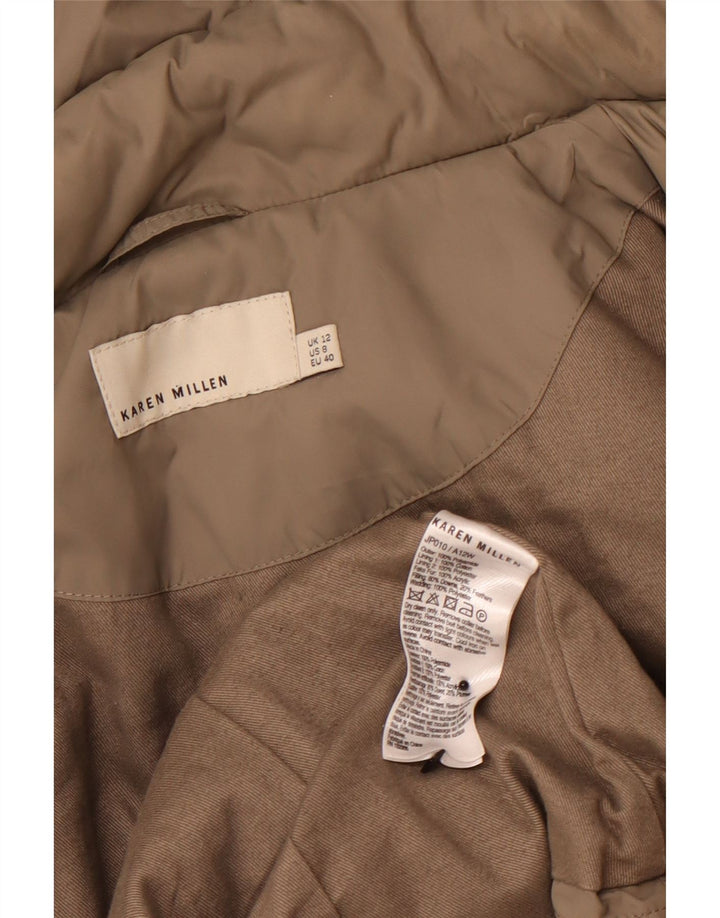 KAREN MILLEN Veste matelassée à capuche pour femme UK 12 Beige moyen Polyamide