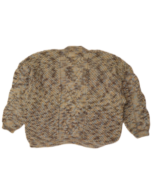 vintage Womens Crew Neck Jumper Sweater UK 16 Grand Vert Moucheté