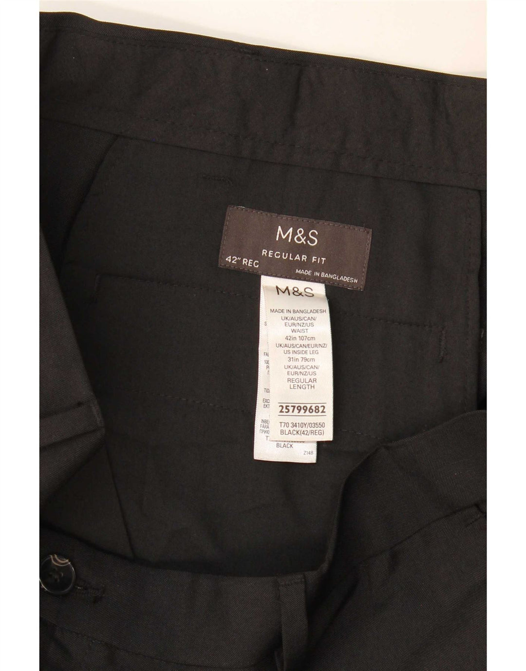 Marks & Spencer Pantalon de costume droit coupe droite pour homme W42 L31 Noir