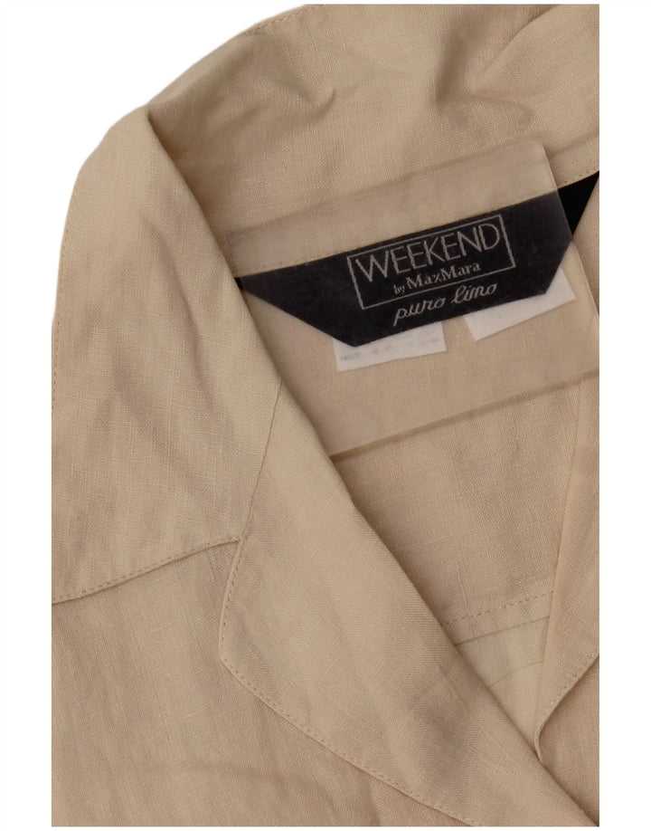 Max Mara Womens Weekend Chemise sans manches Blouse UK 16 Large Beige Lin