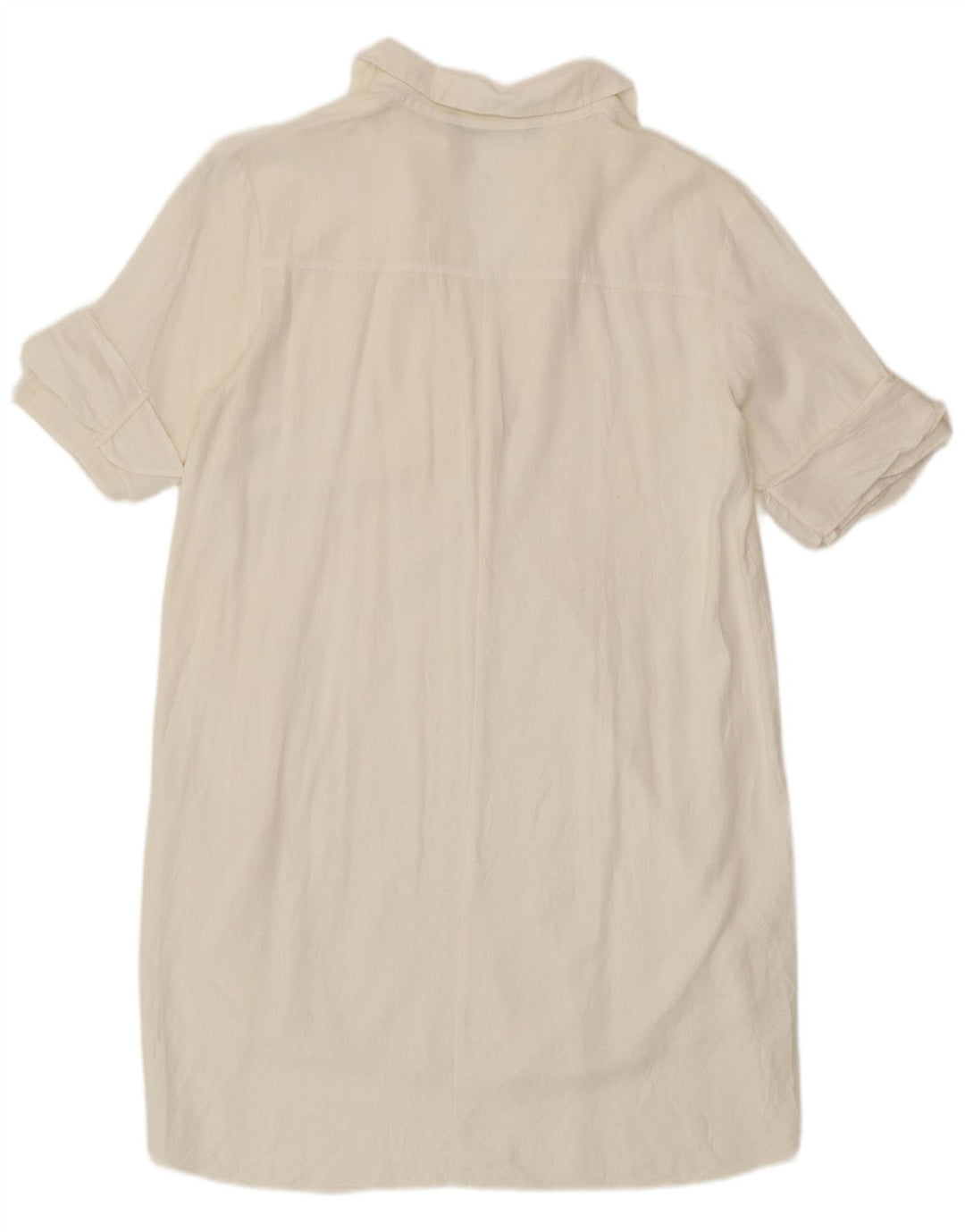ZARA Robe chemise à manches courtes pour femme UK 14 Blanc moyen