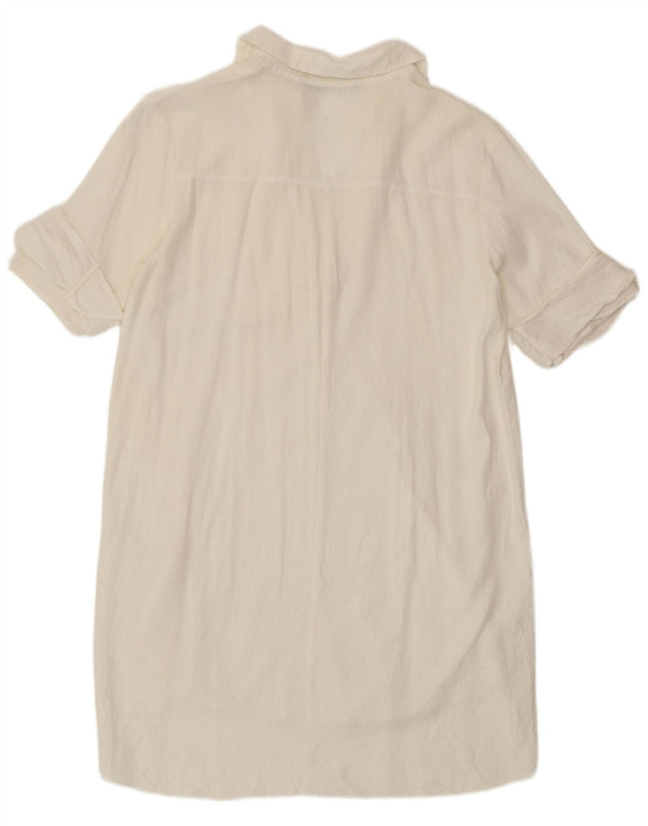 ZARA Robe chemise à manches courtes pour femme UK 14 Blanc moyen