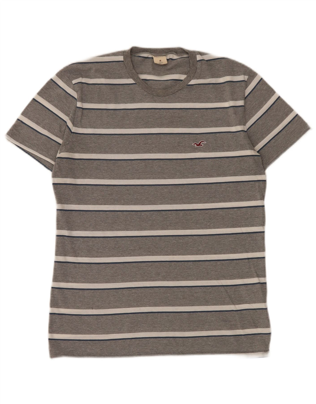 HOLLISTER T-Shirt Homme Gris Moyen Rayé Coton