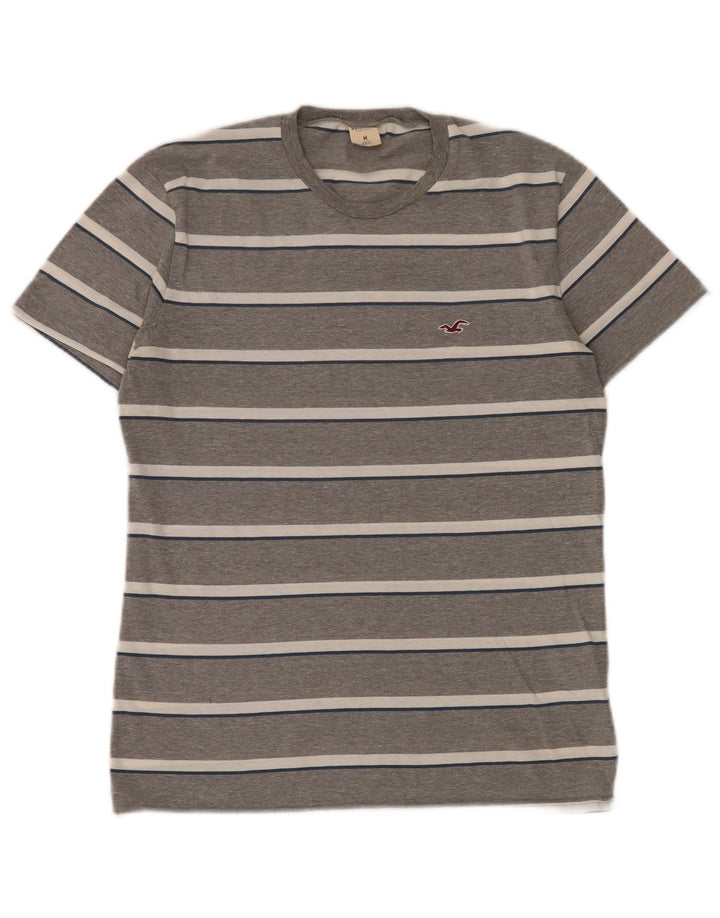 HOLLISTER T-Shirt Homme Gris Moyen Rayé Coton