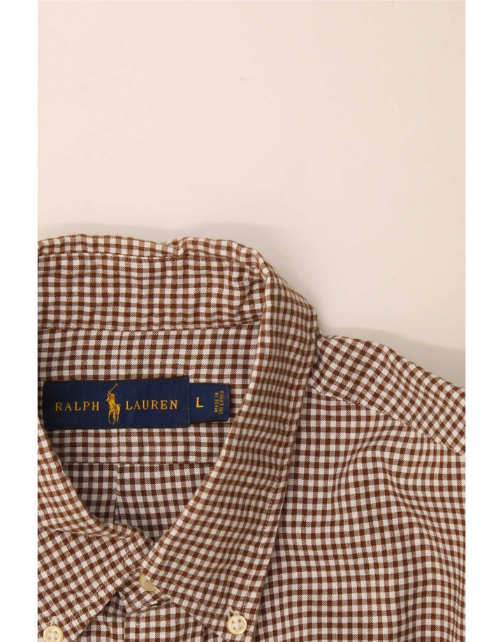 Ralph Lauren Chemise en flanelle pour homme Grand coton vichy marron