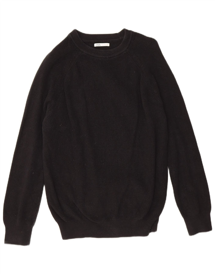Zara Pull col bateau pour homme en coton noir Large