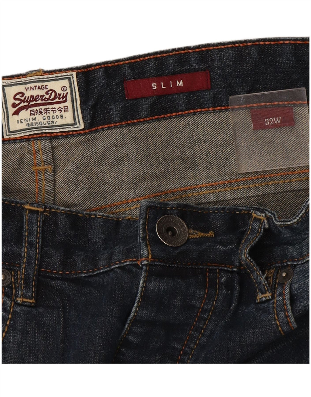 Superdry Short En Jean Slim W32 Homme Bleu Marine Moyen