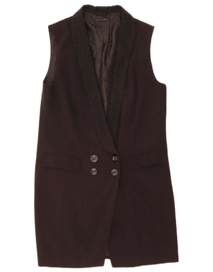 Sisley Veste blazer longue sans manches pour femme UK 12 Noir moyen