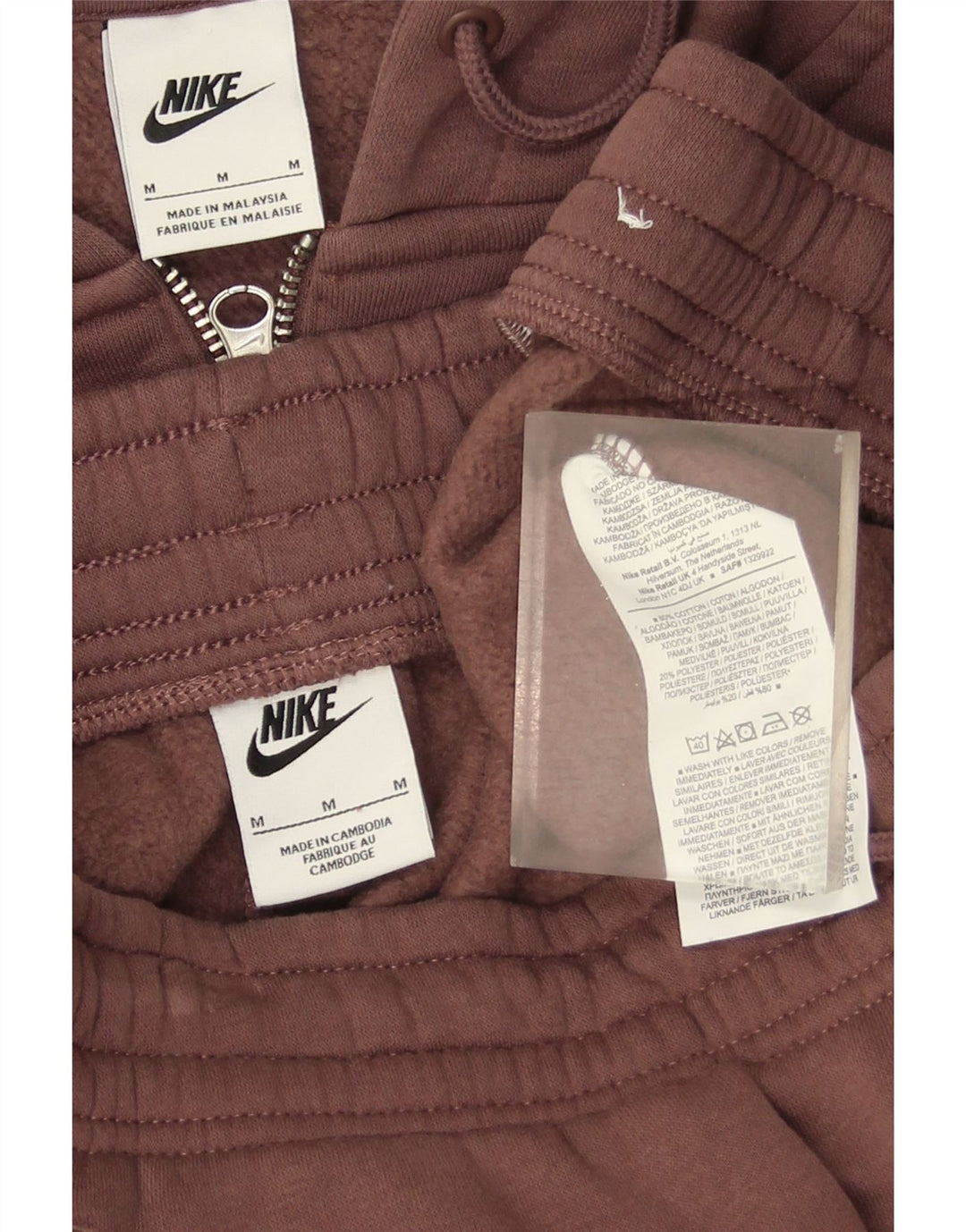 Nike Survêtement complet à capuche pour femme UK 14 en coton marron moyen