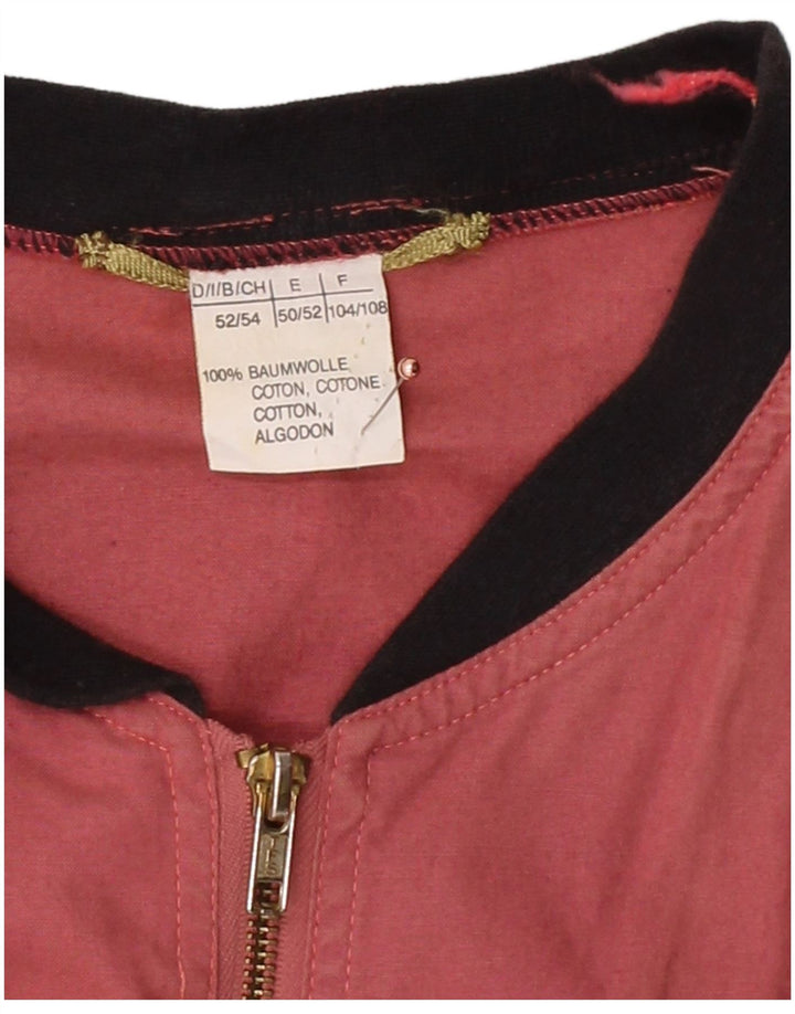 VINTAGE Mens Bomber Jacket IT 52 XL Red Cotton