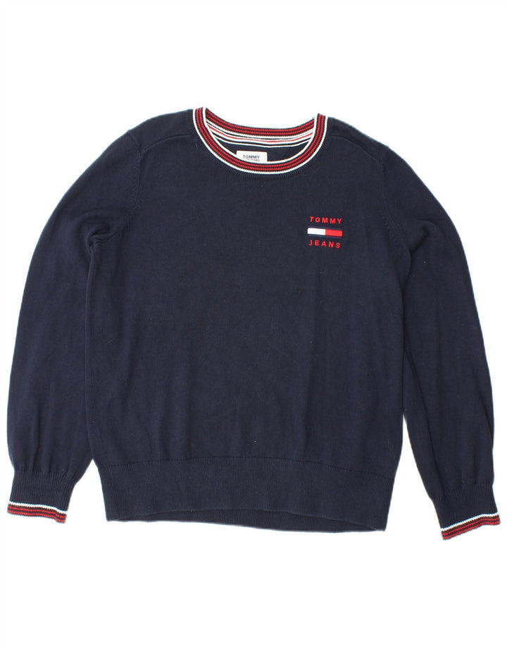 TOMMY HILFIGER Pull à col rond pour femme UK 10 Small Bleu marine