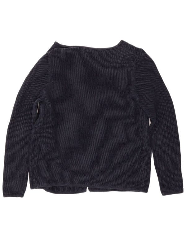 CREW CLOTHING Pull Cardigan Ouvert pour Femme UK 14 Coton Bleu Marine Moyen