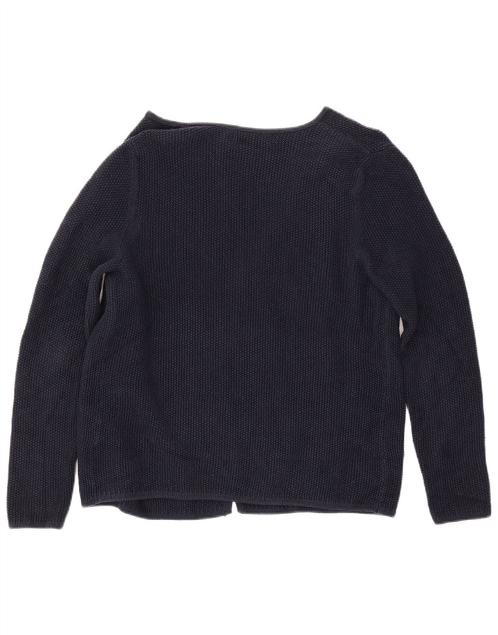 CREW CLOTHING Pull Cardigan Ouvert pour Femme UK 14 Coton Bleu Marine Moyen