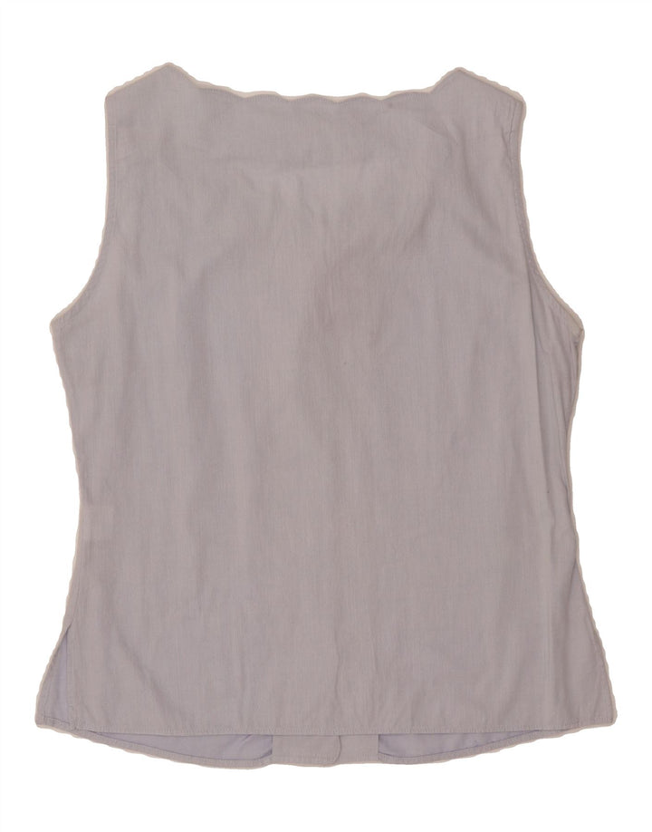 MARELLA Womens Sleeveless Shirt Blouse UK 12 Medium Grey Cotton Vintage Marella and Second-Hand Marella from Messina Hembry 