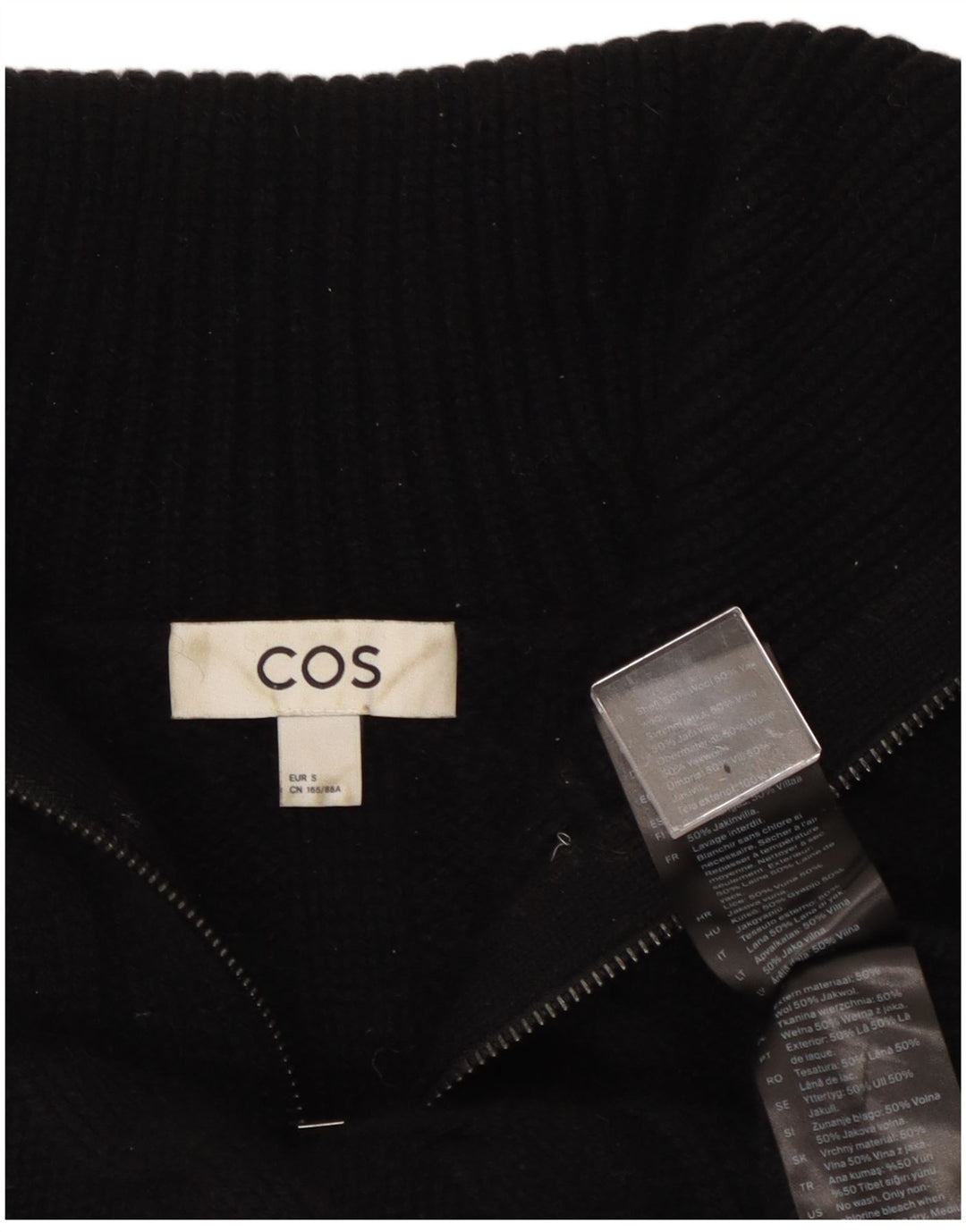 Cos Cardigan court surdimensionné pour femme UK 10 Petite laine noire