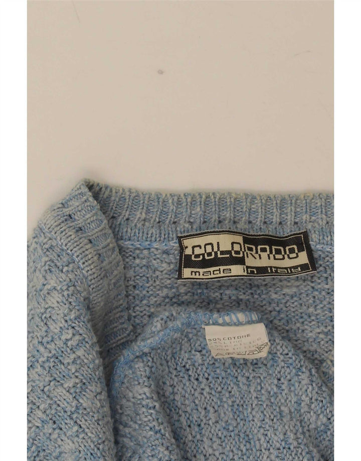 Colorado Pull Col V Homme Bleu Moyen Coton Chiné