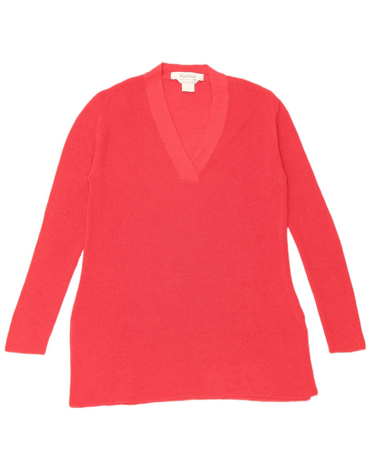Max Mara Pull col V pour femme UK 12 Rouge moyen