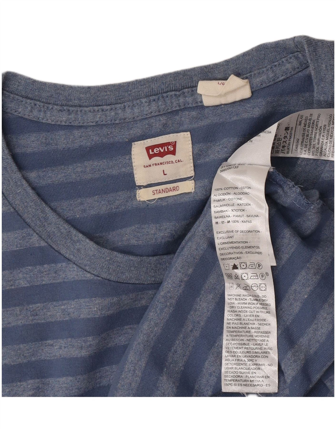 Levi's Tee-Shirt Standard Homme Bleu Large Coton Rayé