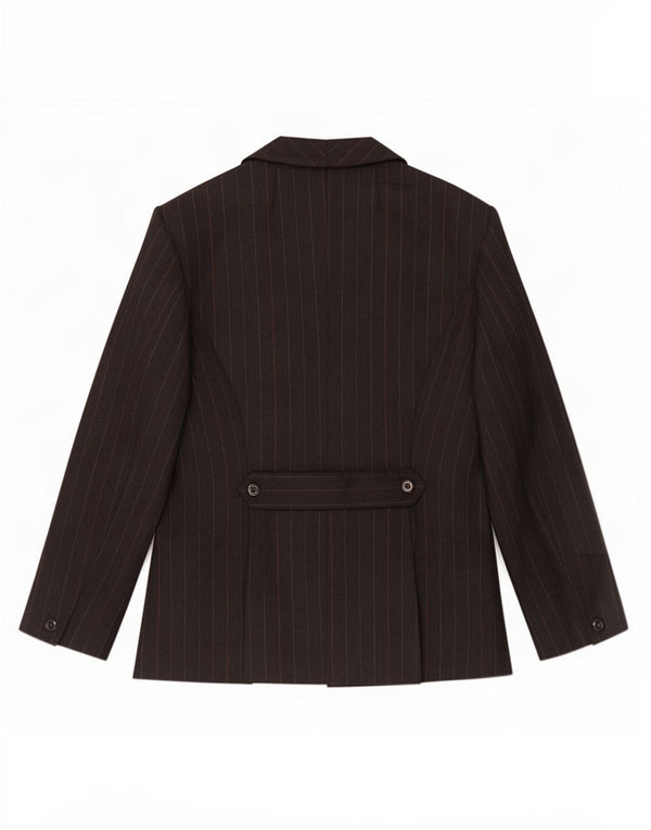 vintage Femme Double Breasted Blazer Veste UK 14 Medium Black Pinstripe