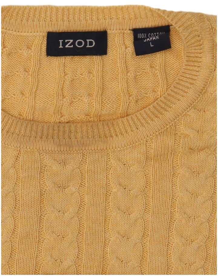 IZOD Pull col rond homme grand jaune coton
