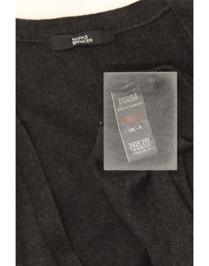 Marks & Spencer Pull cardigan long pour femme UK 8 Small Gris Viscose