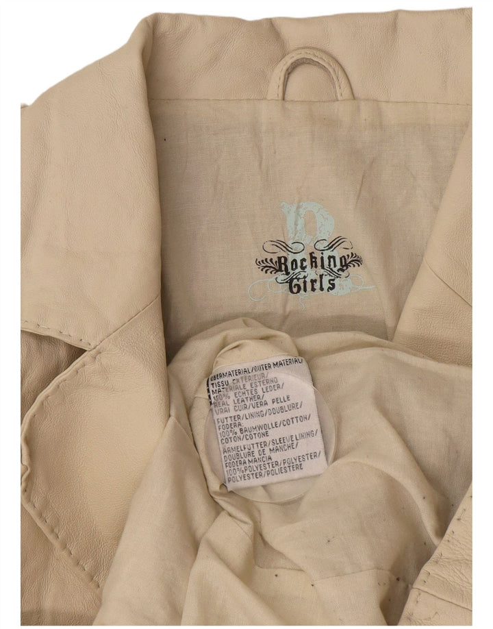 vintage Femmes Militaire 3 Bouton Blazer Veste UK 14 Moyen Blanc