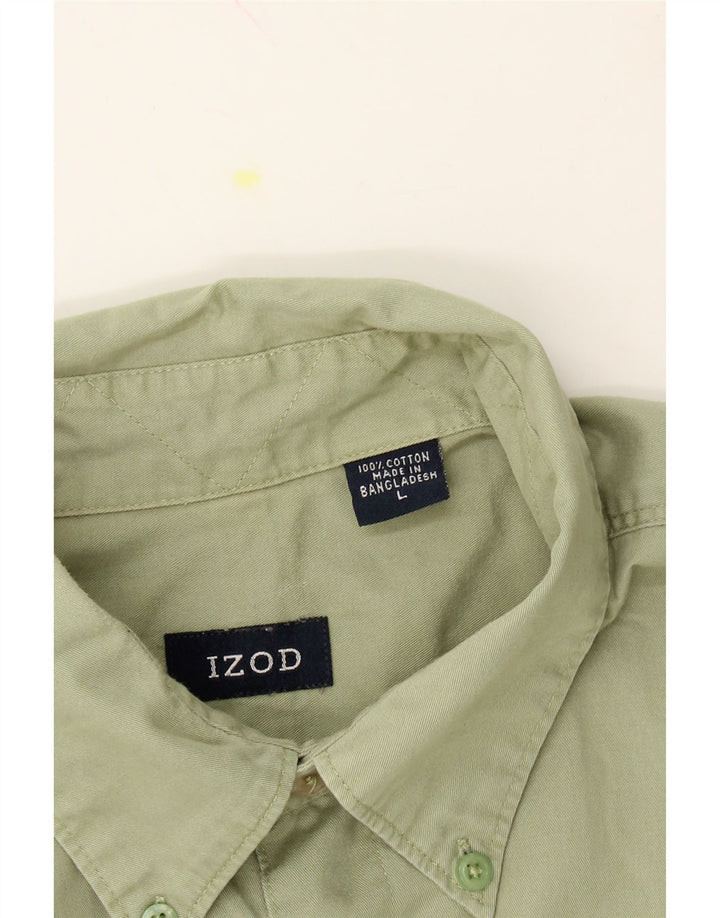 IZOD Mens Short Sleeve Shirt Large Green Cotton Vintage Izod and Second-Hand Izod from Messina Hembry 