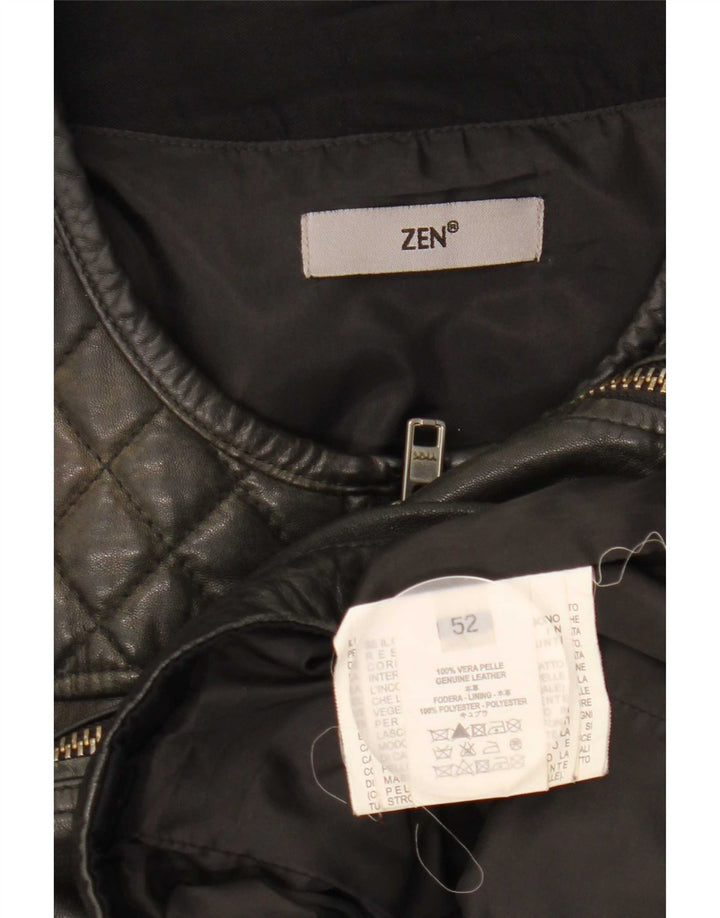 Zen Veste de motard en cuir pour homme IT 52 Large Noir