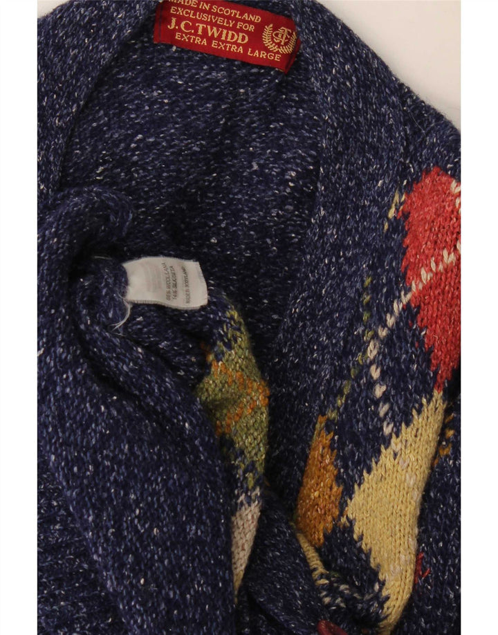 J. C. Twidd Pull Cardigan pour Homme 2XL Bleu Argyle/Diamond Laine Classique