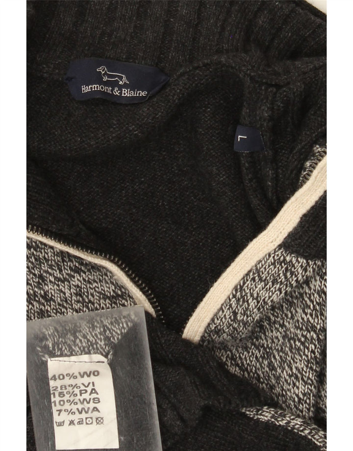 Harmont & Blaine Pull cardigan entièrement zippé pour homme en laine color block gris