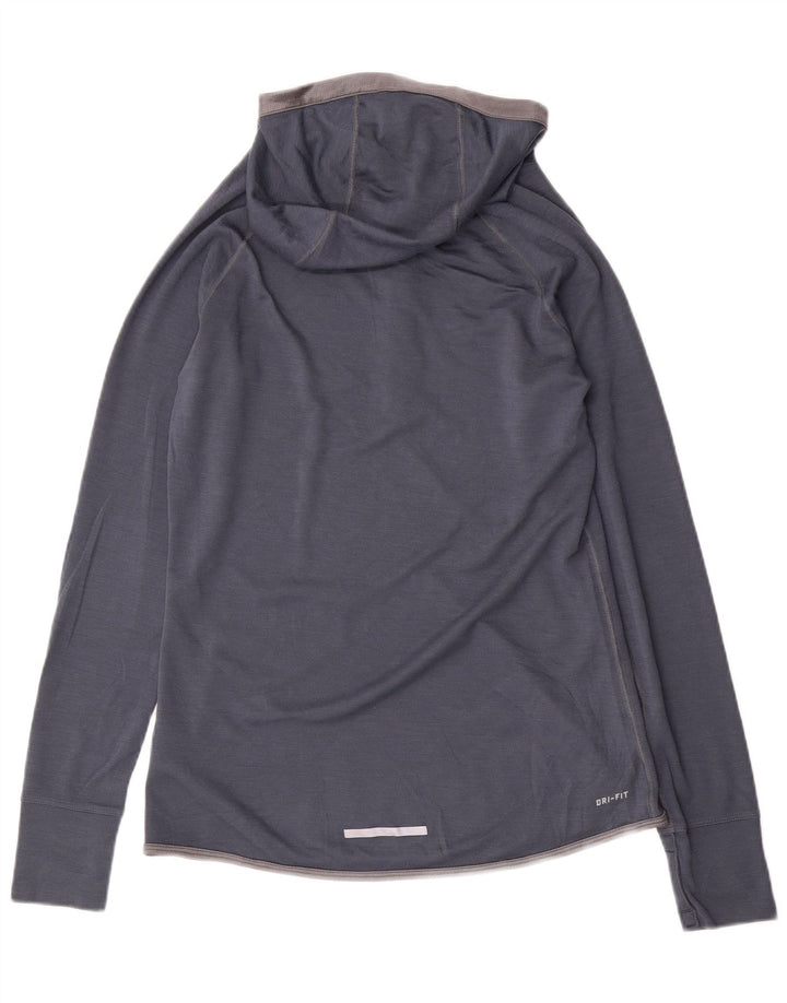 NIKE Haut de survêtement à capuche Dri Fit pour femme UK 14 Large Bleu marine