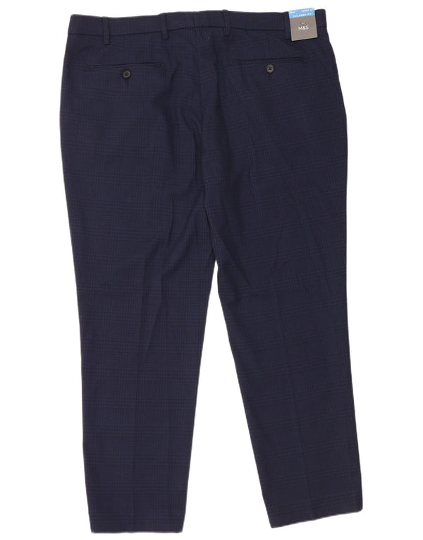 Marks & Spencer Pantalon de Costume Coupe Ajustée Homme W40 L29 Bleu Marine